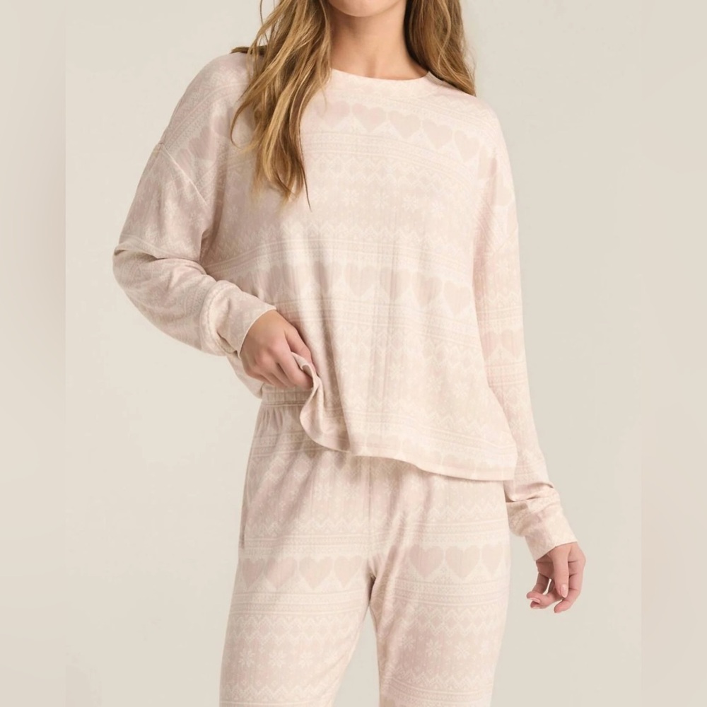 NWT Z Supply Fairisle Heart long sleeve longe top